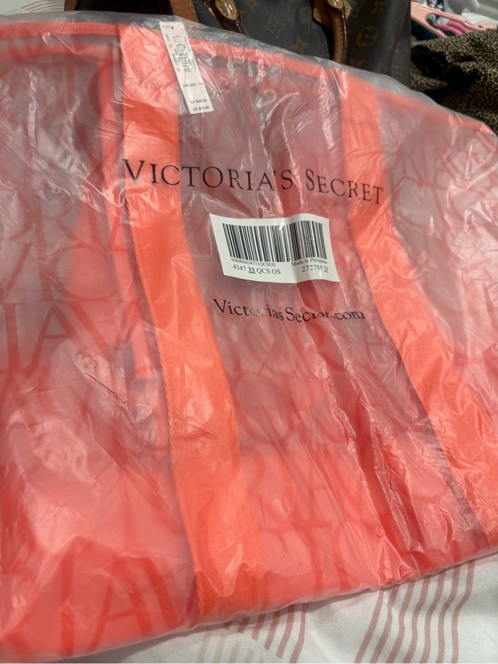 Victoria's Secret Coral Pink Clear Tote